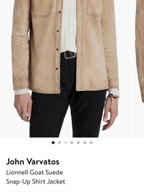 John Varvatos Sand Goat Suede Snap‑Up Shirt Jacket